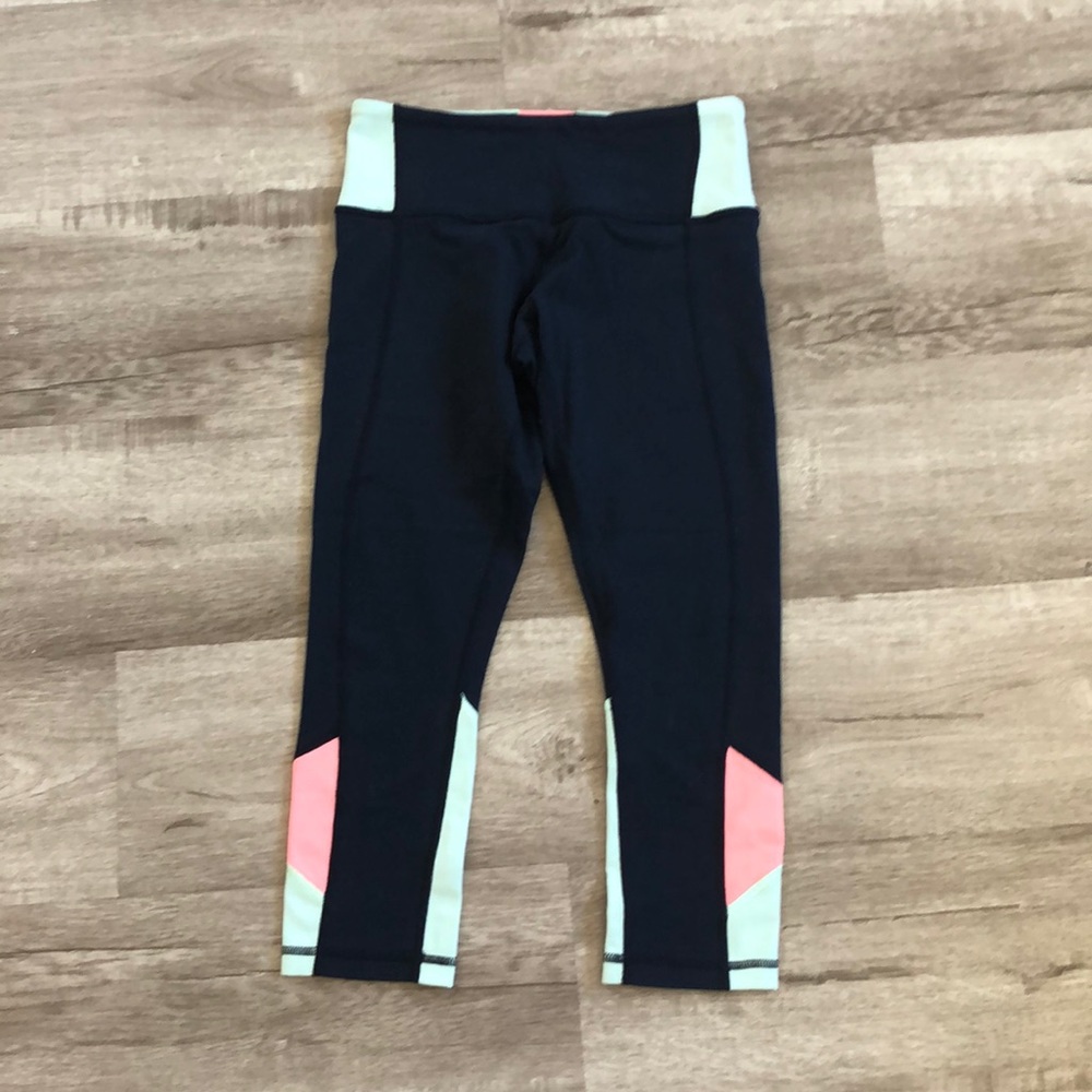 Y2k Lululemon navy colorblock cropped leggings 4